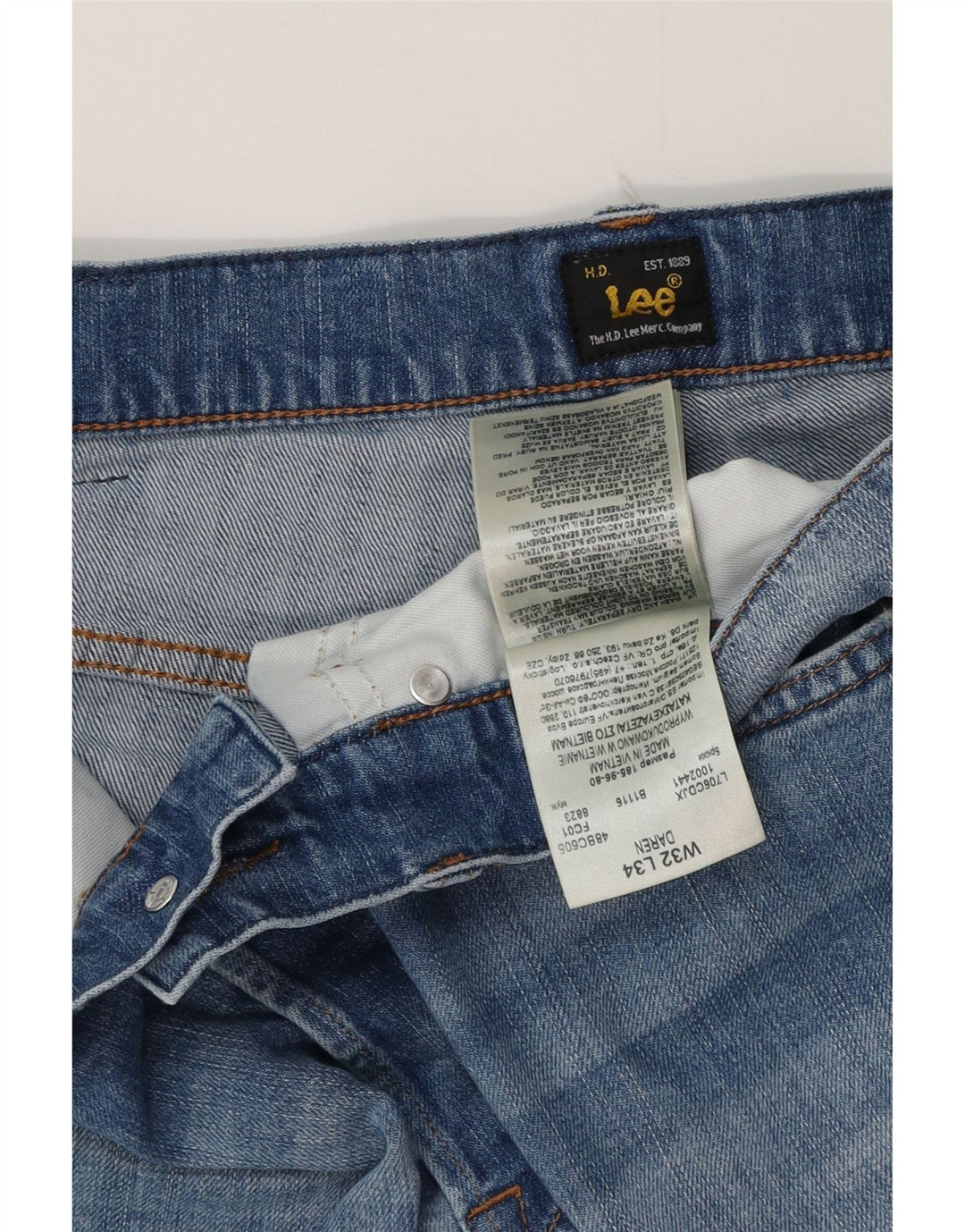 Lee Mens Daren Straight Jeans W32 L34 Blue Cotton