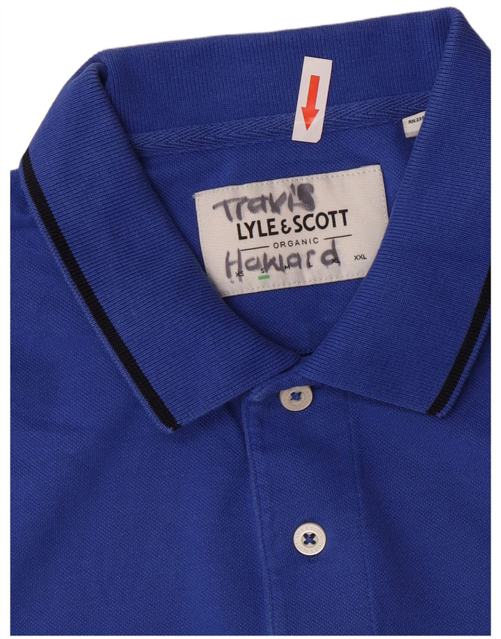 Ανδρικό πουκάμισο πόλο Lyle & Scott, μικρό μπλε βαμβακερό