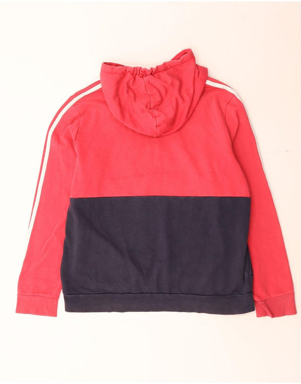 Adidas Γυναικείο γραφικό φούτερ με κουκούλα UK 20/22 XL Κόκκινο βαμβακερό μπλοκ