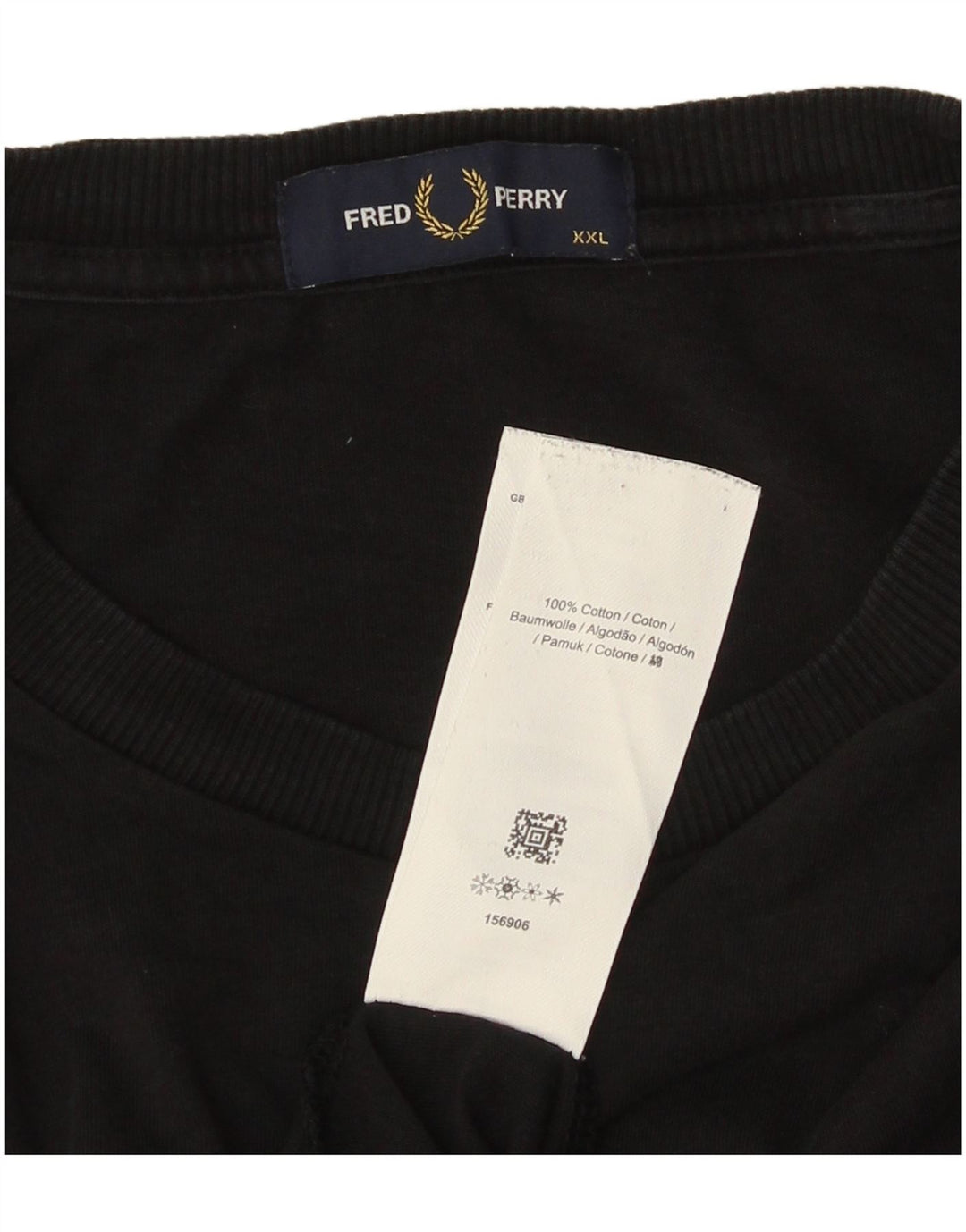 FRED PERRY Ανδρικό γραφικό T-Shirt Top 2XL Μαύρο βαμβακερό