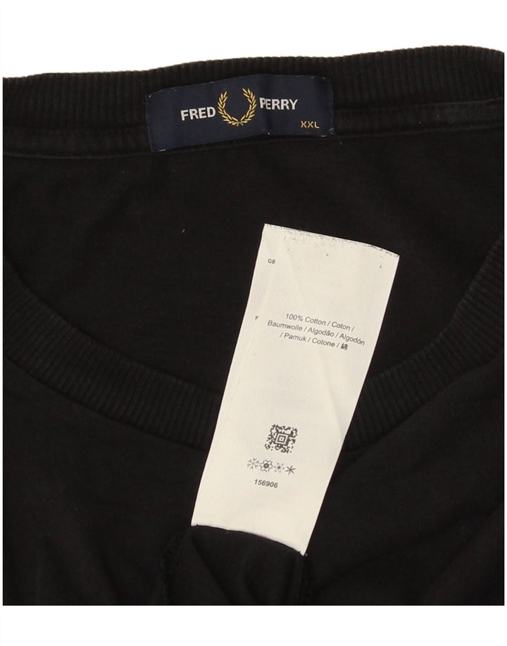 FRED PERRY Ανδρικό γραφικό T-Shirt Top 2XL Μαύρο βαμβακερό