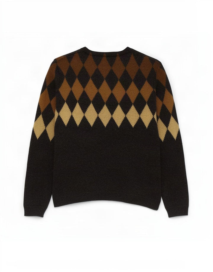 Vintage ανδρικό πουλόβερ με λαιμόκοψη IT 50 Medium Grey Argyle/Diamond