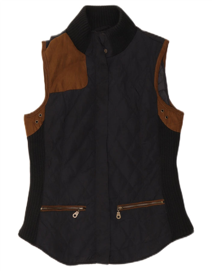 Zara Γυναικεία καπιτονέ Gilet UK 12 Medium Black Colourblock Polyester