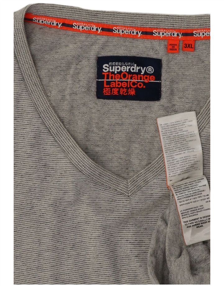 Superdry Γυναικείο T-Shirt Top 3XL Γκρι ριγέ βαμβακερό