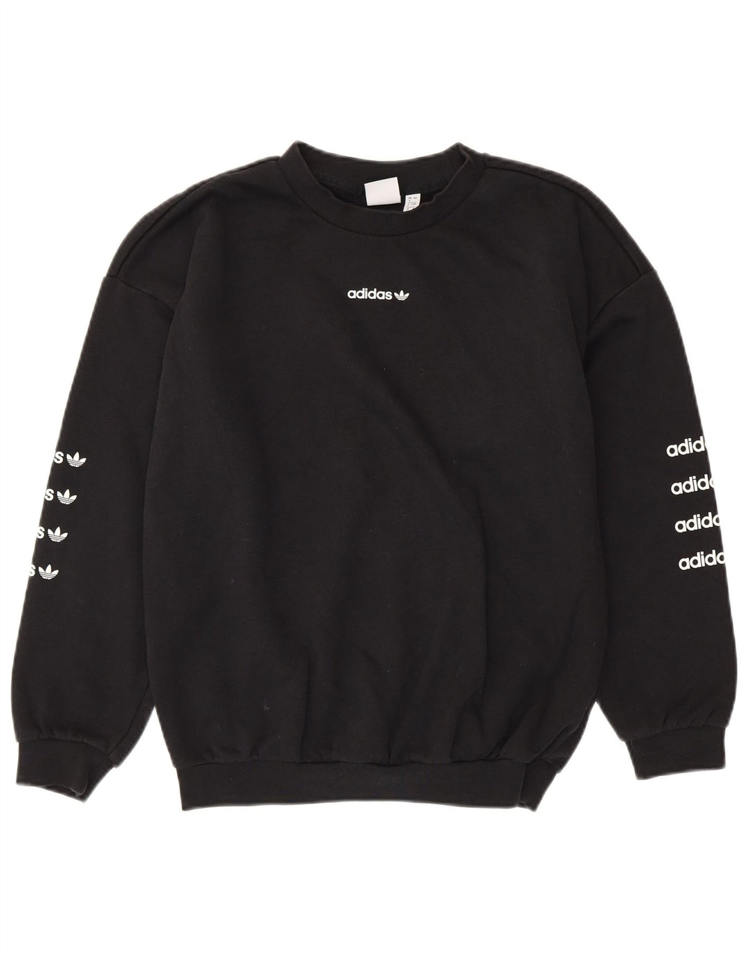 Γυναικείο γραφικό φούτερ ADIDAS μεγάλου μεγέθους Jumper UK 8 Μικρό μαύρο βαμβακερό