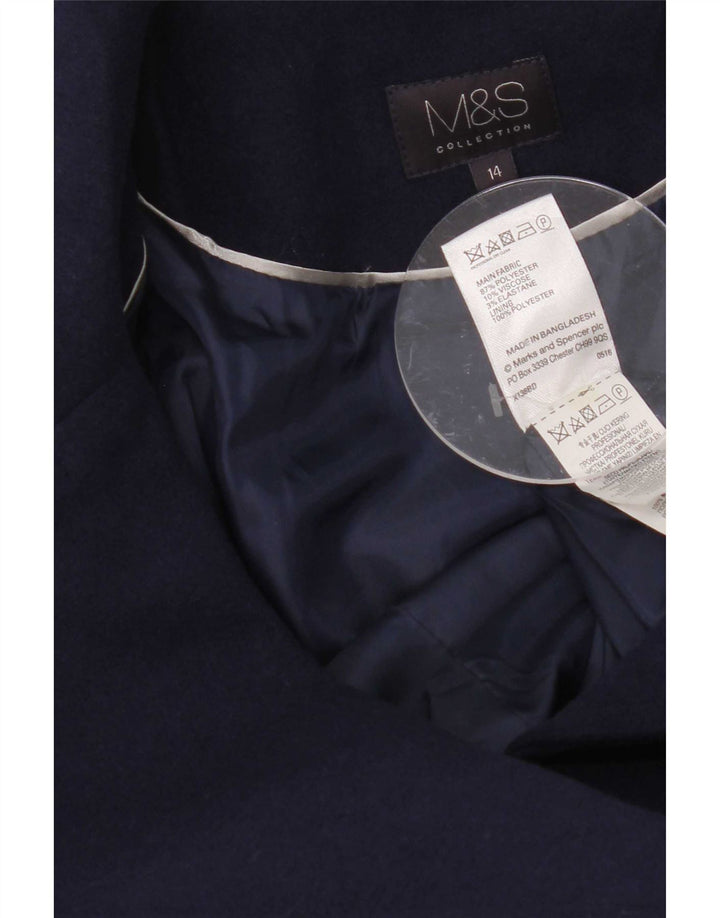 Marks & Spencer Γυναικείο παλτό μπιζελιού UK 14 Medium Navy Blue Polyester