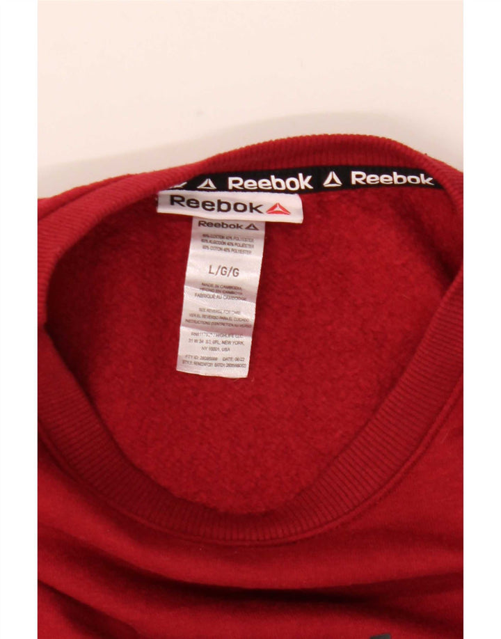 Ανδρικό γραφικό φούτερ Reebok Jumper μεγάλο κόκκινο βαμβακερό