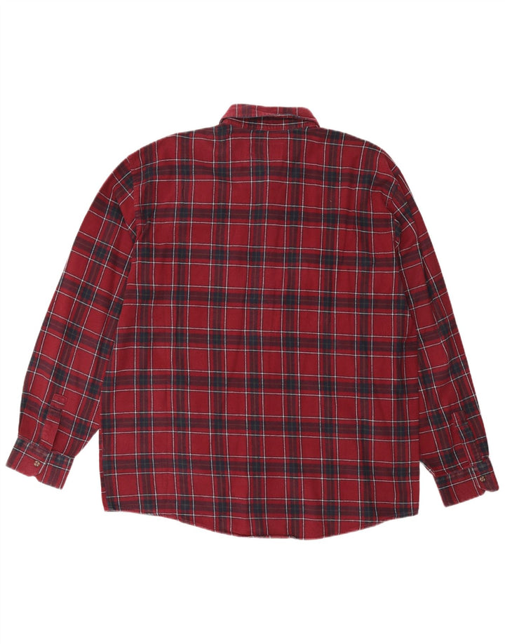 EUROPEAN PROJECT Ανδρικό Φανελένιο Πουκάμισο XL Βουργουνδό βαμβακερό καρό