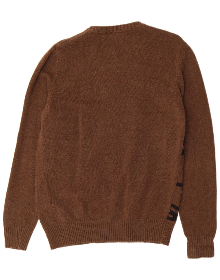 Πουλόβερ Diesel Graphic Crew Neck Jumper Μαλλί μεσαίου καφέ