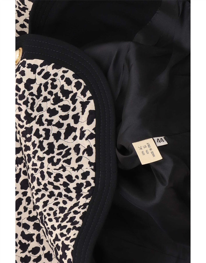 Vintage γυναικείο ζιβάγκο 3/4 μανίκι IT 44 μεσαίο μαύρο Animal print