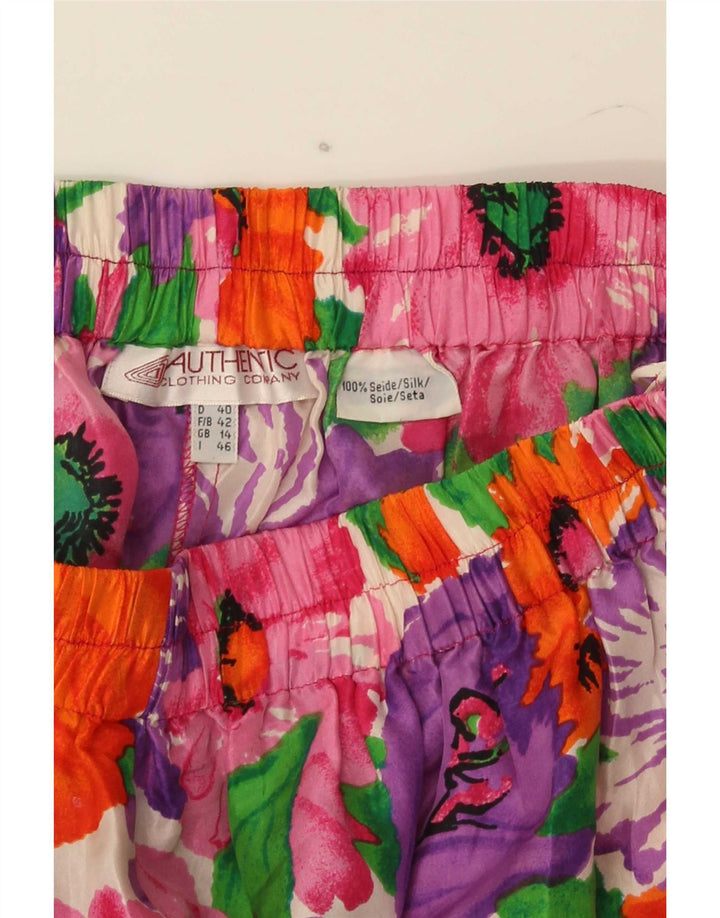 Αυθεντικό γυναικείο casual σορτς UK 14 Medium W28 Πολύχρωμο λουλουδένιο μετάξι