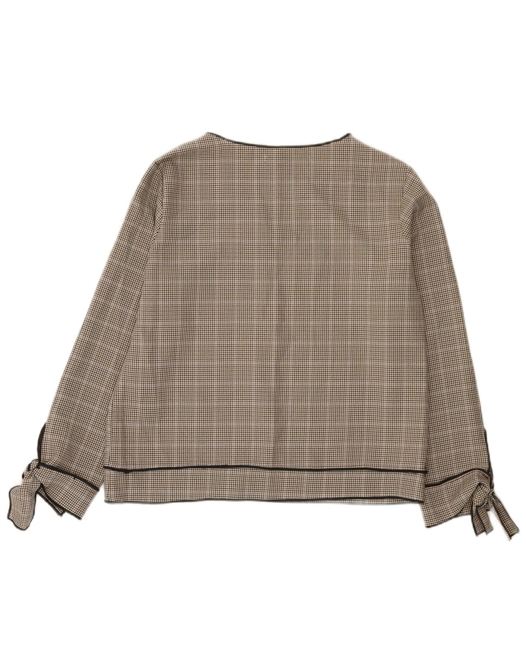 Zara Γυναικεία μακρυμάνικη μπλούζα τοπ UK 10 Small Grey Houndstooth