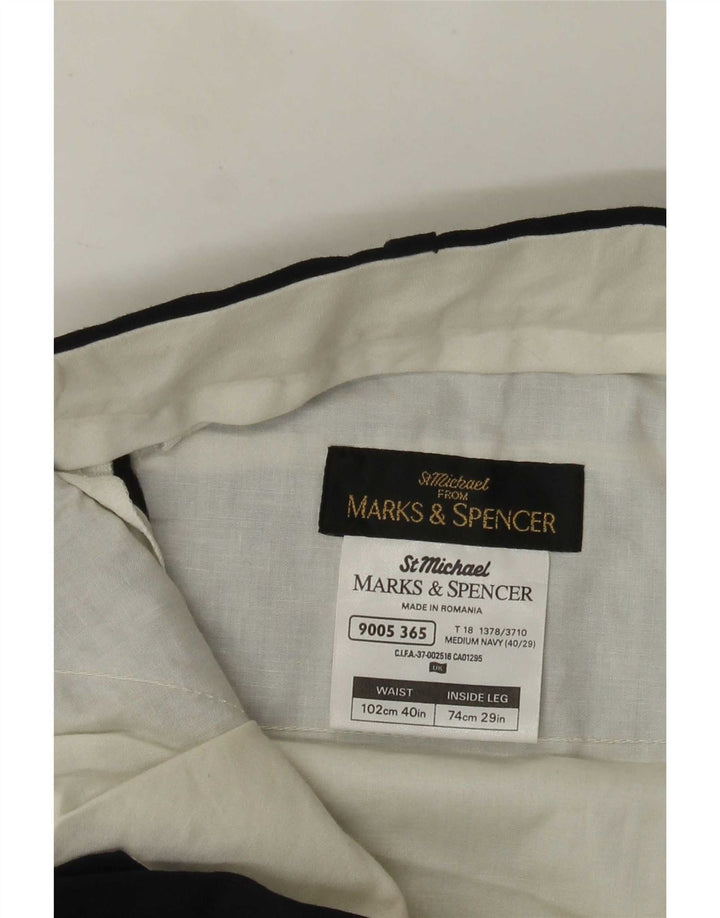 Ανδρικό ίσιο παντελόνι Marks & Spencer W40 L29 Navy Blue Polyester