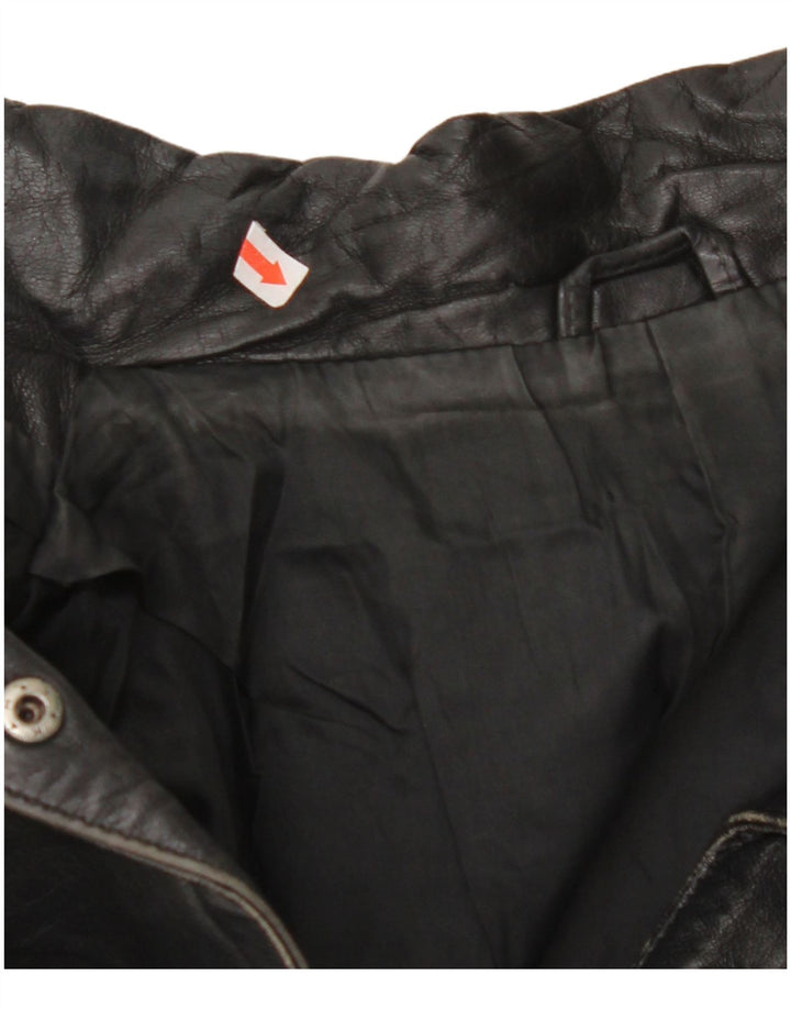 VINTAGE Γυναικείο Δερμάτινο Μπουφάν EU 42 Μεγάλο Δερμάτινο Μαύρο