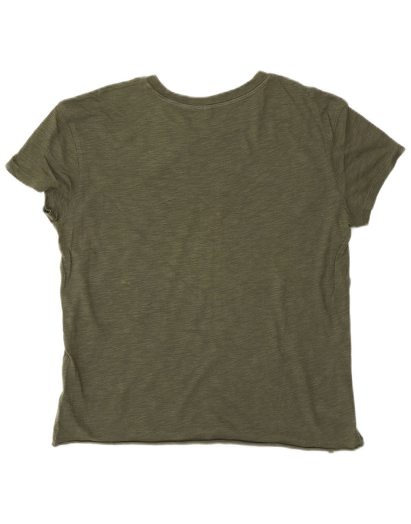 BENETTON Womens Graphic T-Shirt Top UK 14 Medium Khaki