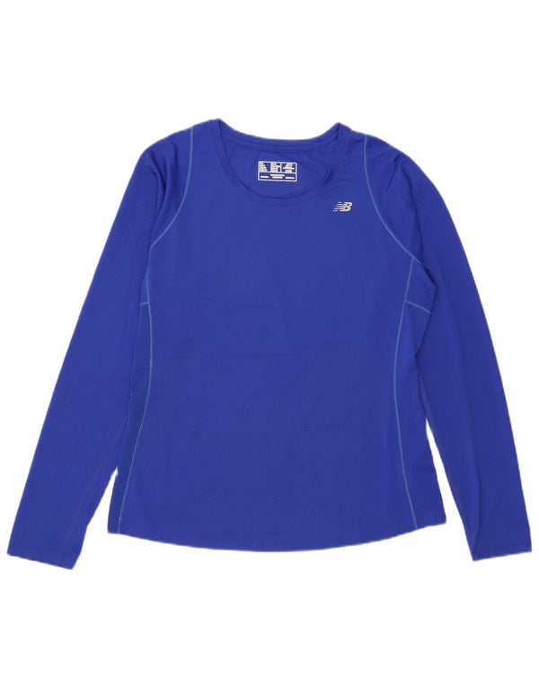 New Balance Γυναικείο τοπ μακρυμάνικο UK 14 Large Blue Polyester