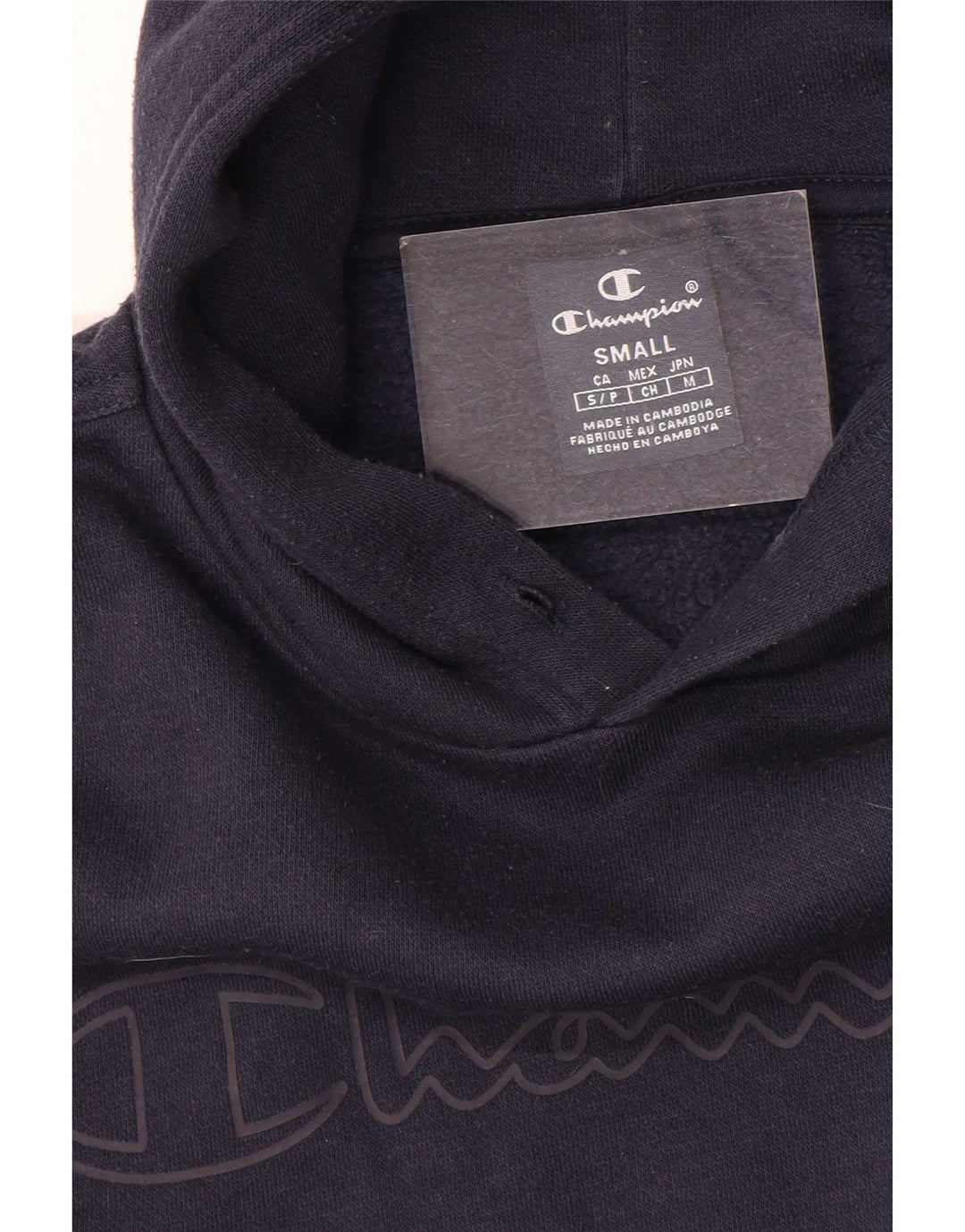 Champion Mens Graphic Hoodie Jumper Small Navy Blue