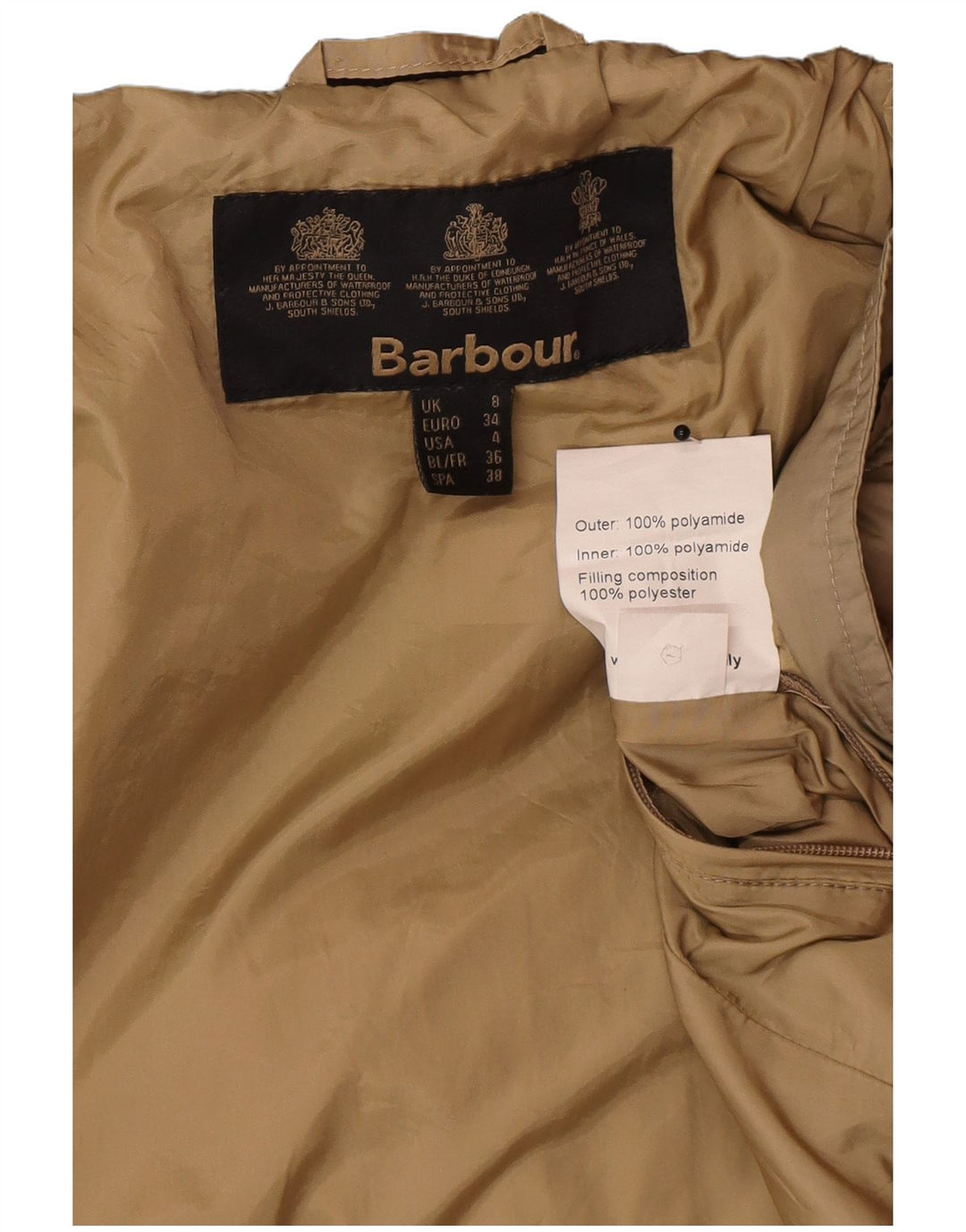 Γυναικείο καπιτονέ μπουφάν Barbour UK 8 Small Beige Polyamide