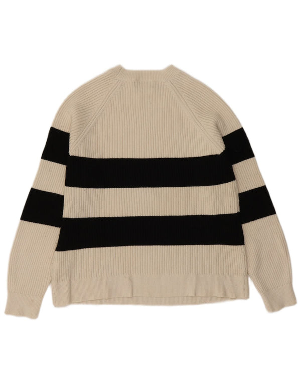 Marks & Spencer Γυναικείο πουλόβερ με λαιμόκοψη UK 18 XL Λευκό ριγέ