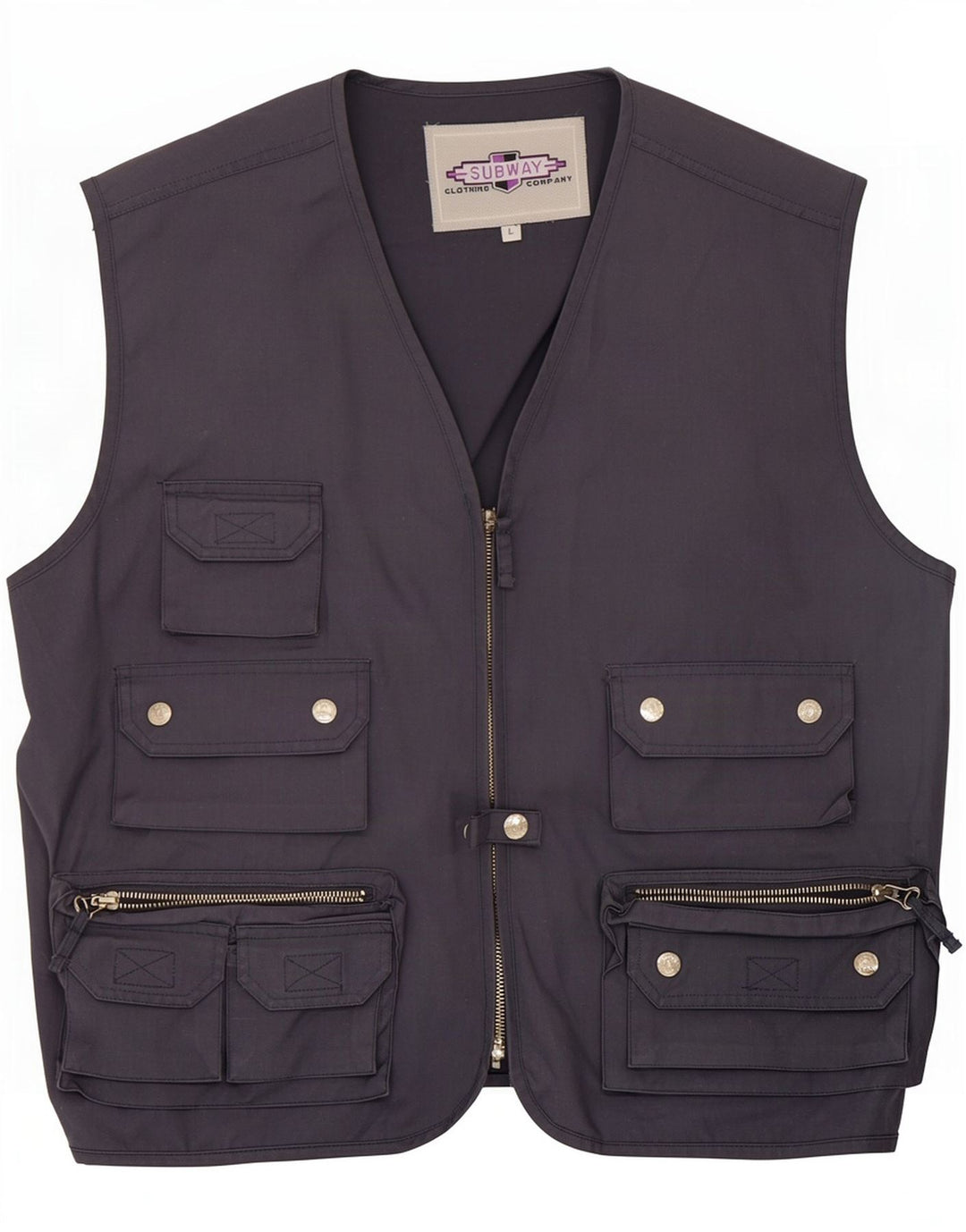Vintage Mens Utility Gilet UK 40 Large Grey Polyester
