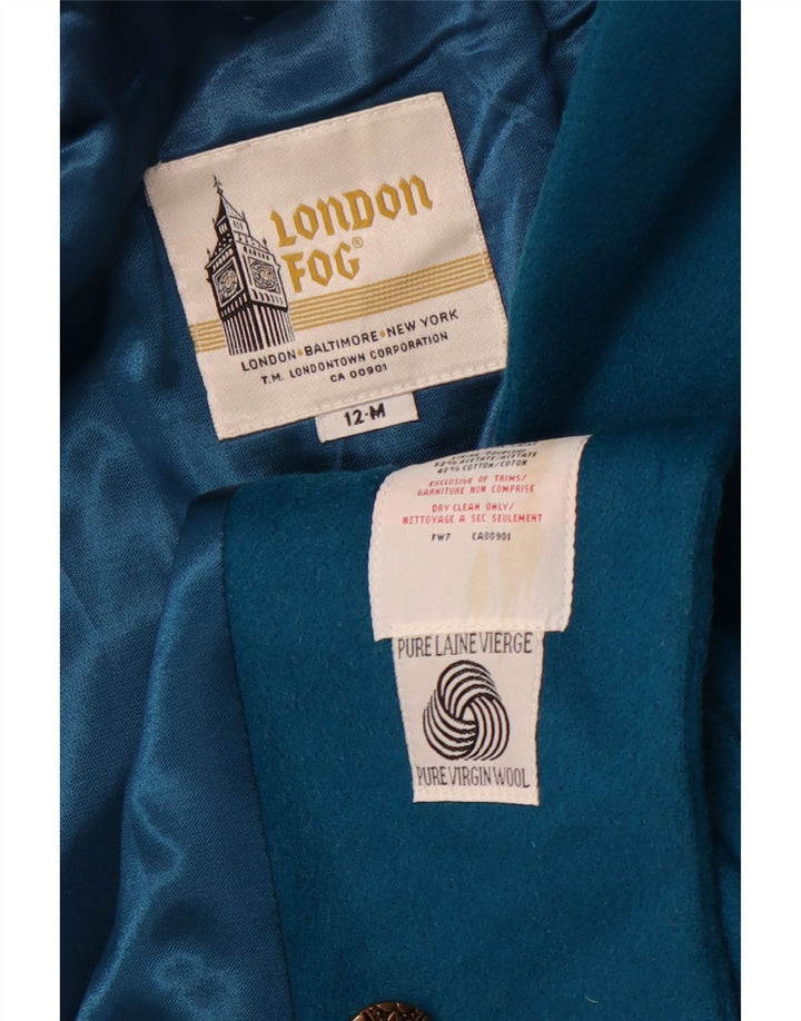 LONDON FOG Γυναικείο παλτό με διπλό στήθος US 12 Large Blue Wool