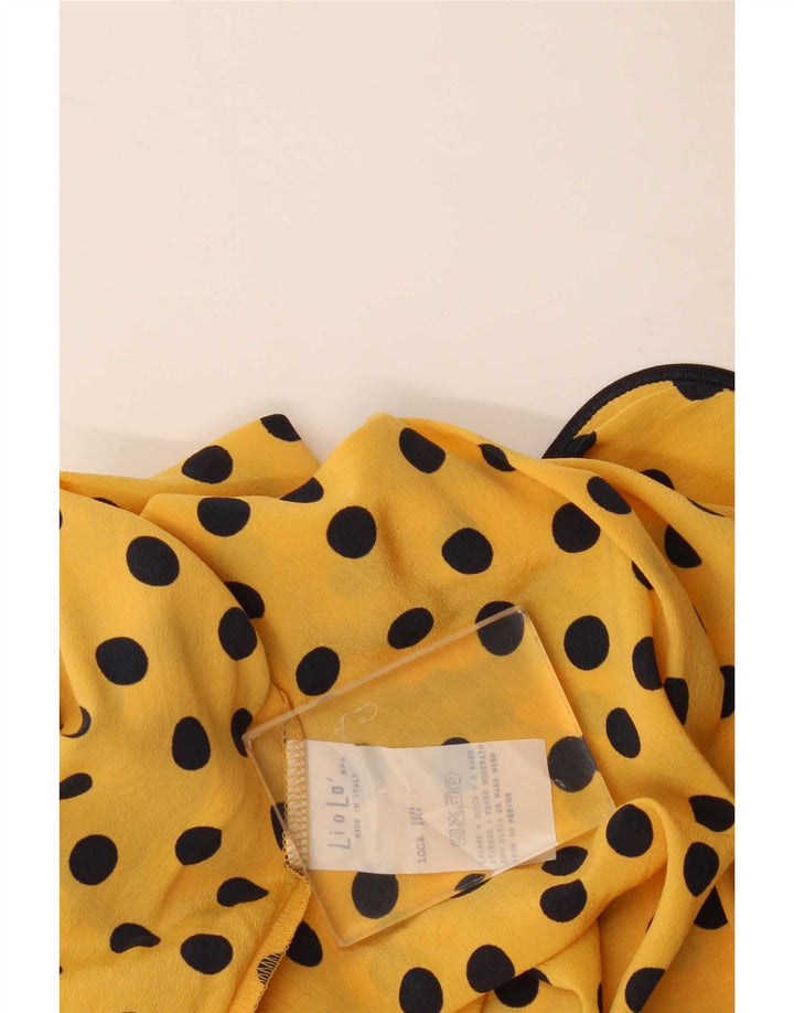 Vintage γυναικεία μπλούζα Top XL Yellow Spotted Silk