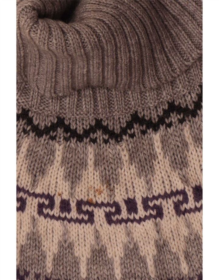 Marks & Spencer Γυναικείο πουλόβερ με ρολό λαιμόκοψη UK 12 Medium Grey Fair Isle