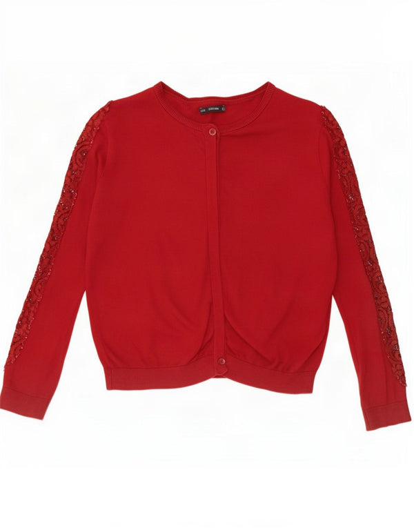 Ζακέτα Zara Crop Oversized UK 10 Small Red Nylon