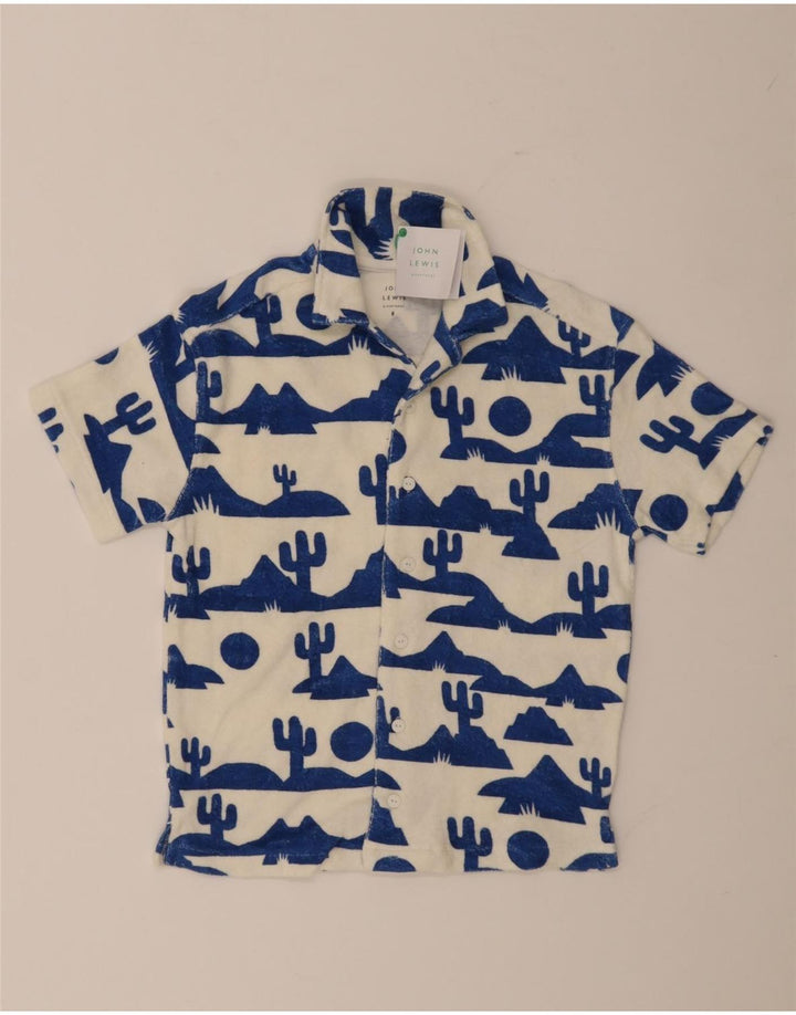 John Lewis Boys Abstract μοτίβο κοντομάνικο πουκάμισο 7-8 ετών λευκό βαμβακερό