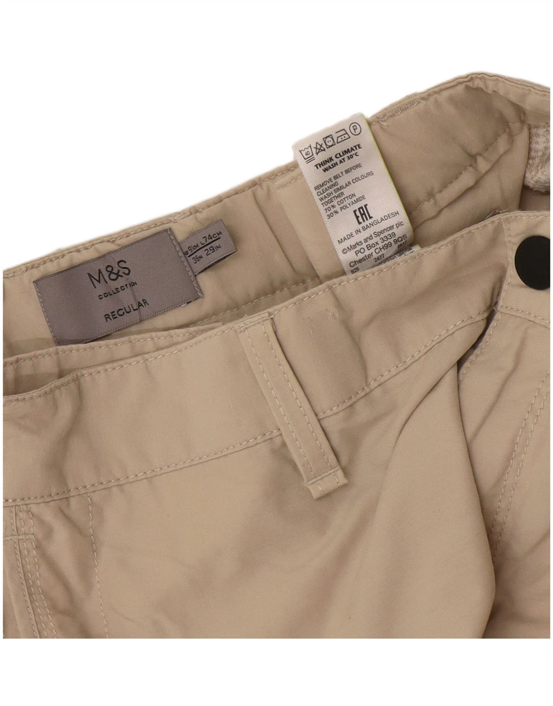 Marks & Spencer Ανδρικό ίσιο παντελόνι Cargo W36 L29 Μπεζ βαμβακερό