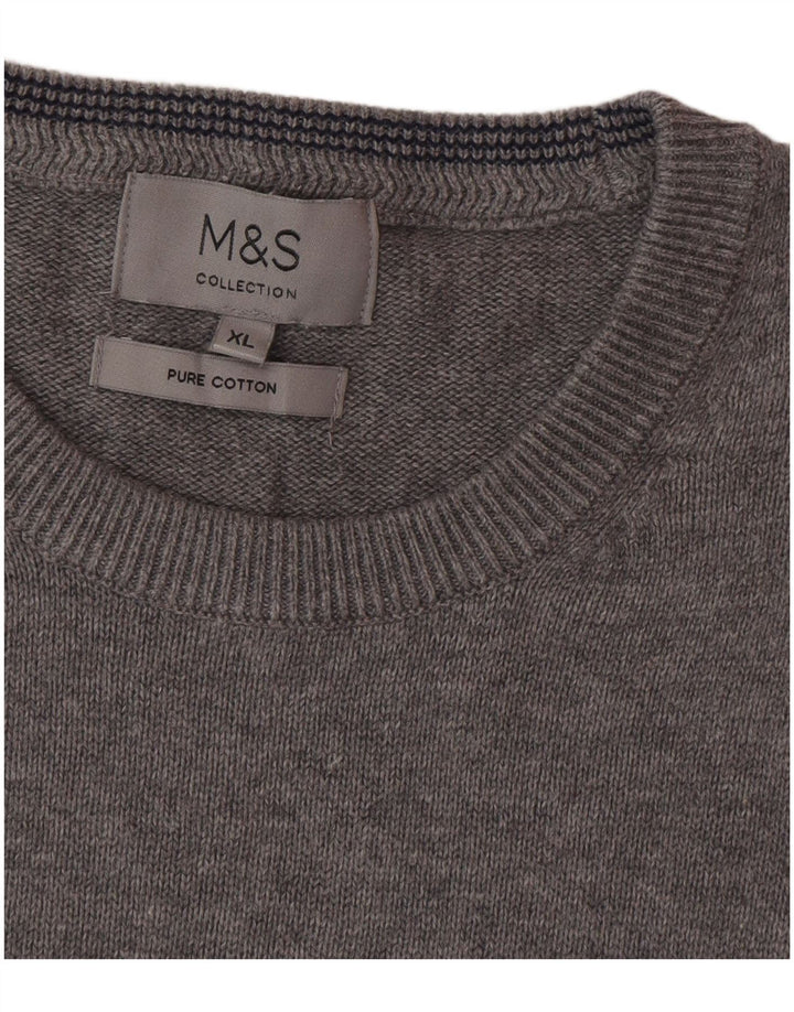 Marks & Spencer Ανδρικό πουλόβερ με λαιμόκοψη XL Γκρι