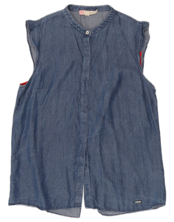 Γυναικείο Ted Baker Loose Fit Αμάνικο πουκάμισο τζιν Μέγεθος 2 Small Blue Lyocell