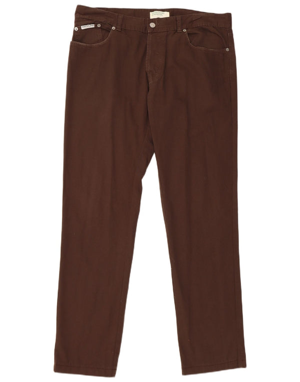 Benetton Mens Straight Casual Trousers W36 L32 Brown