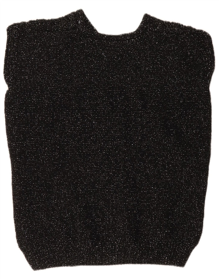 Vintage γυναικείο γιλέκο Tank Top UK 12 Medium Black Flecked