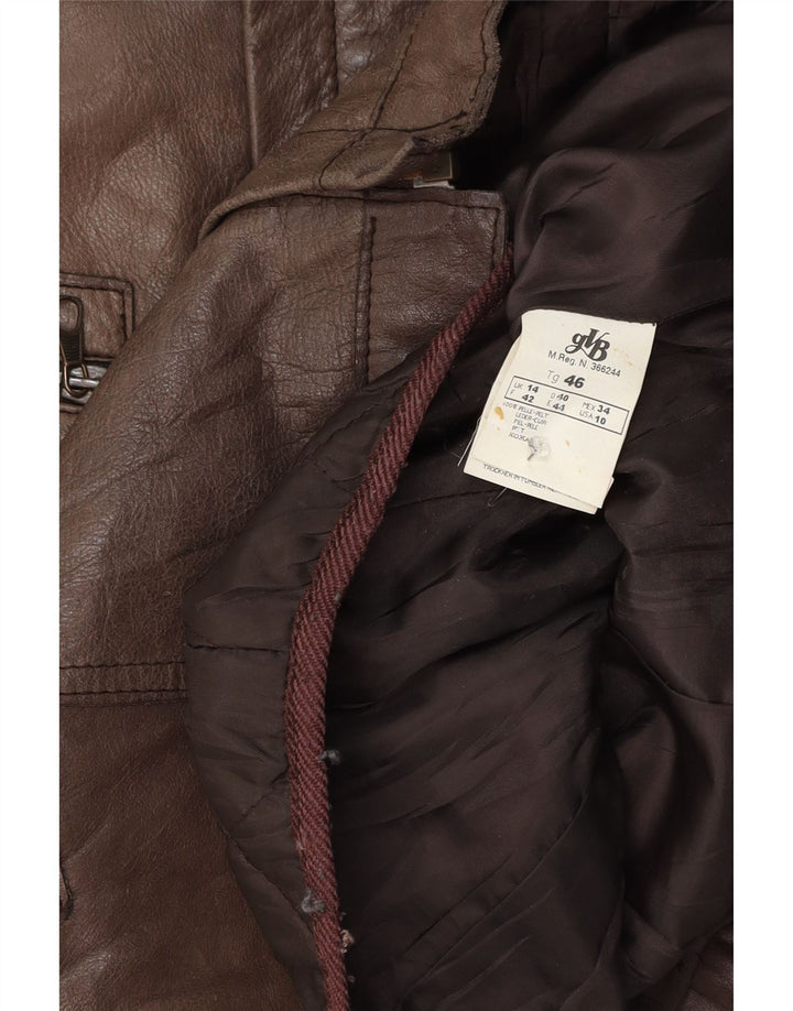 GVB Γυναικείο Δερμάτινο Μπουφάν UK 14 Δερμάτινο Μεσαίο Καφέ