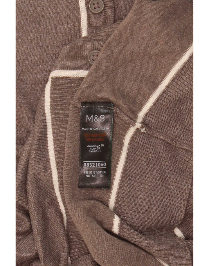 Marks & Spencer Γυναικεία ζακέτα πουλόβερ UK 10 Μικρή καφέ βισκόζη