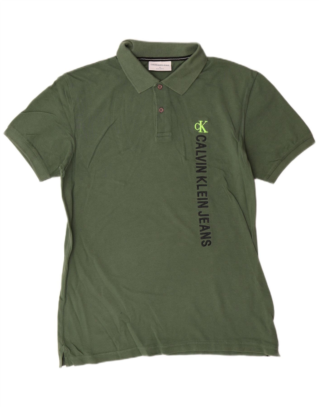 CALVIN KLEIN JEANS Ανδρικό πουκάμισο γραφικό πόλο με κανονική εφαρμογή, μεσαίο χακί βαμβακερό