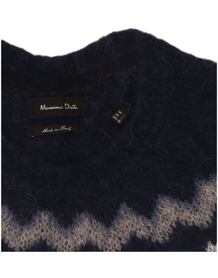 Massimo Dutti Γυναικείο πουλόβερ με λαιμόκοψη UK 16 Large Navy Blue