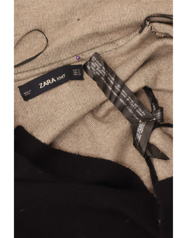 Zara Γυναικεία Ζακέτα Longline UK 14 Medium Black Colourblock