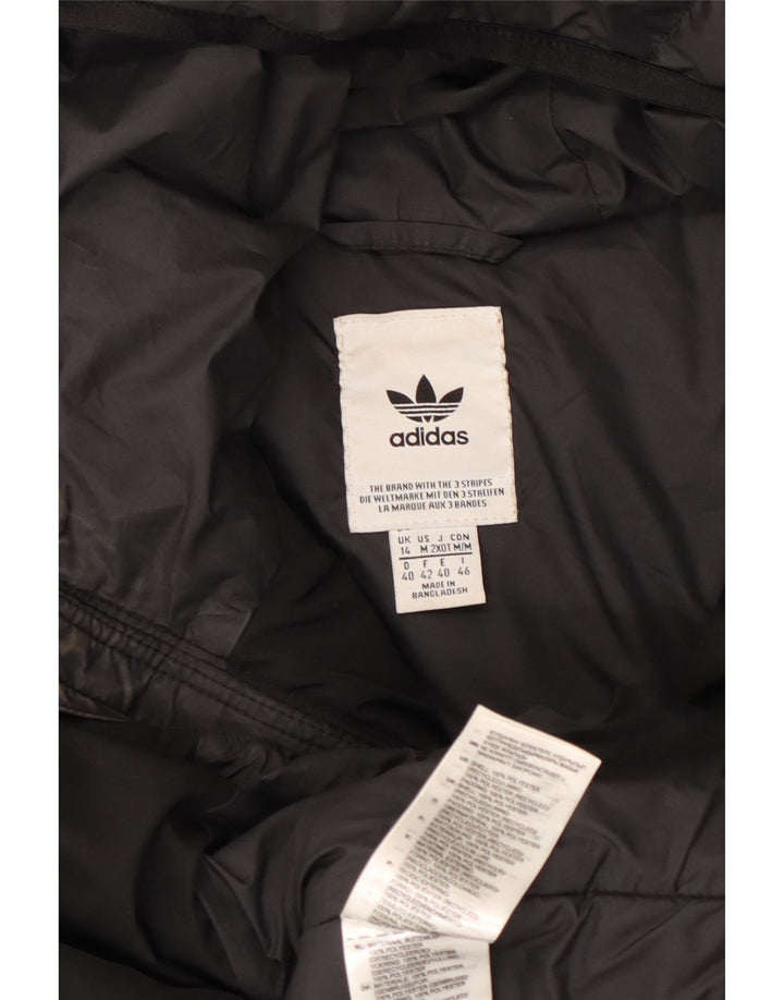 Γυναικείο μπουφάν ADIDAS με κουκούλα με επένδυση UK 14 μεσαίο μαύρο πολυεστέρας