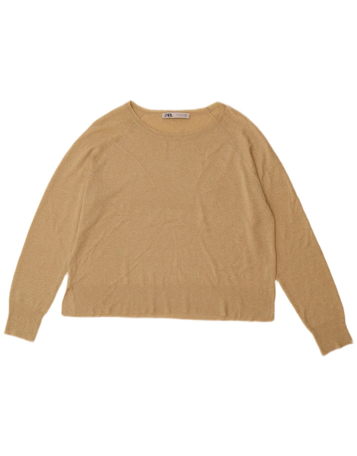 Zara Γυναικείο πουλόβερ με λαιμόκαυστο UK 10 Small Beige