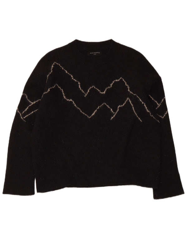 Γυναικείο πουλόβερ με λαιμόκοψη All Saints UK 16 Large Black Wool