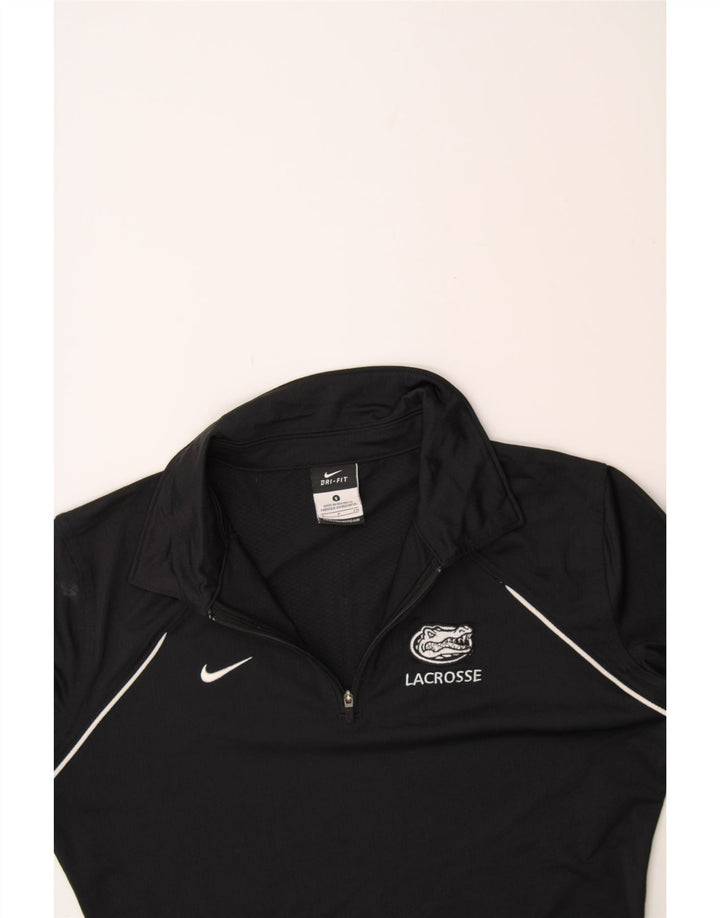 NIKE Womens Dri Fit Zip Neck Pullover Tracksuit Top UK 10 Small Black Vintage Nike and Second-Hand Nike from Messina Hembry 
