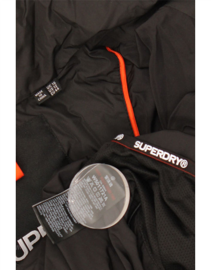 Superdry γυναικείο μπουφάν με κουκούλα UK 16 μεγάλο μαύρο πολυεστέρα