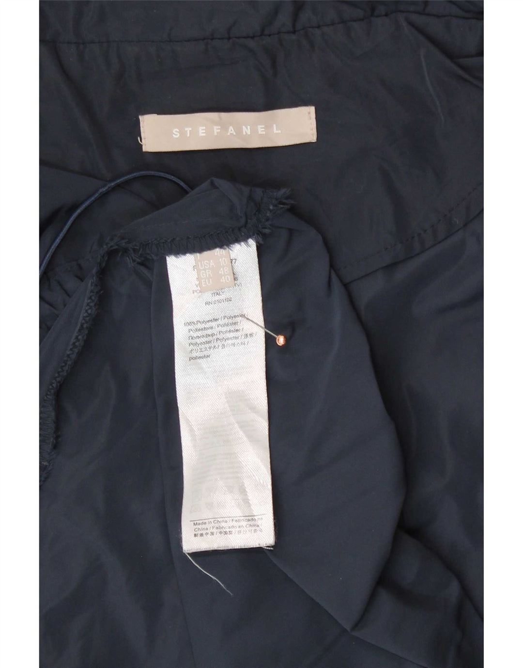 Stefanel γυναικείο αδιάβροχο με κουκούλα EU 40 Medium Navy Blue Polyester