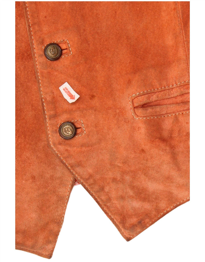 Vintage Ανδρικό σουέτ Γιλέκο Μικρό Καφέ Δερμάτινο