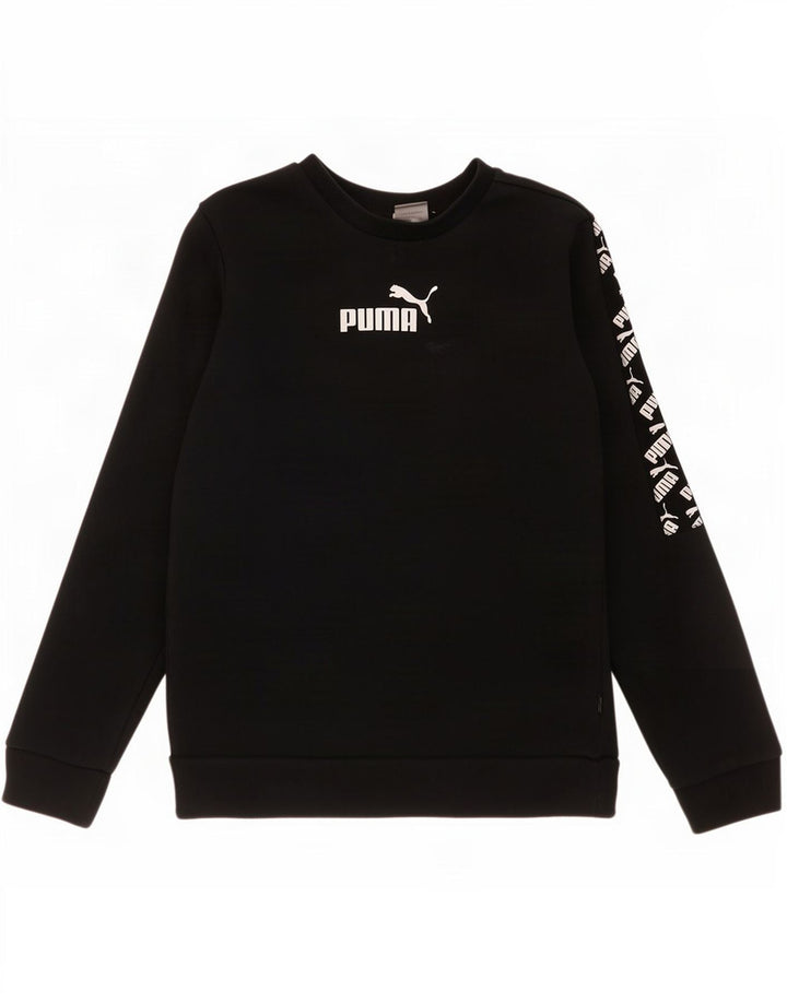Puma Boys Graphic Φούτερ Jumper 11-12 ετών Μαύρο Βαμβακερό