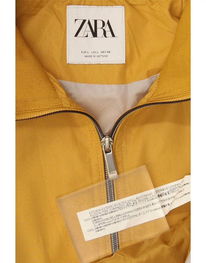 Zara Ανδρικό Bomber Jacket UK 40 Large Yellow Polyester