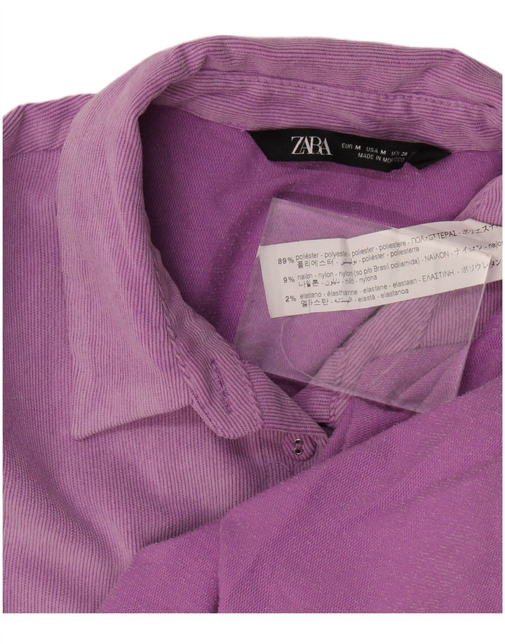 Zara Γυναικείο κοτλέ πουκάμισο UK 14 Medium Purple Polyester