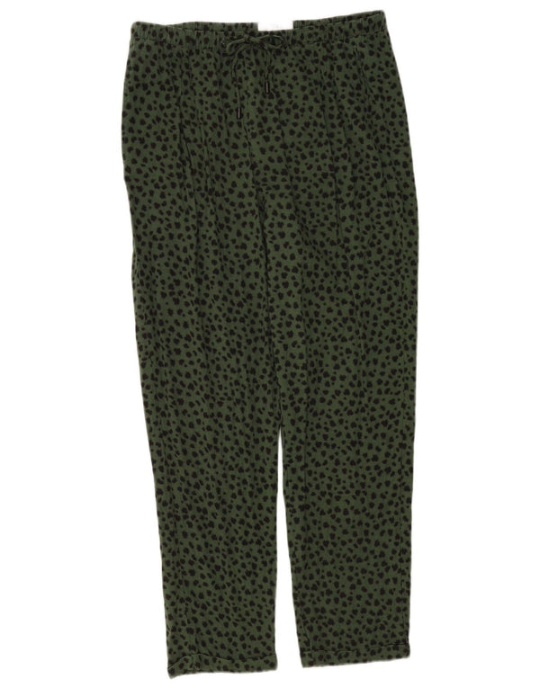 Marks & Spencer Womens Trousers UK 12 Medium W32 L26 Green Animal Print